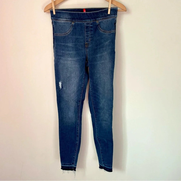 Spanx Distressed Ankle Skinny Jeans Medium Wash - Picture 5 of 10